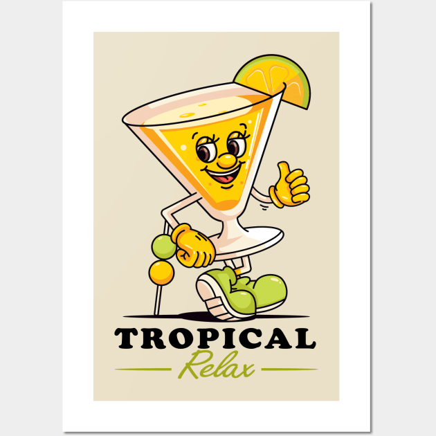 Relaxing glass of tequila cartoon mascot Wall Art by Vyndesign